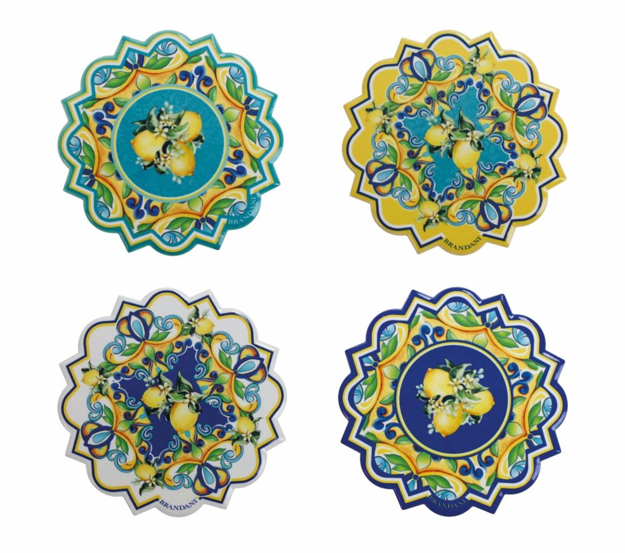 Set 4 suporturi de pahare, Citrus, Brandani, 10.5x10.5 cm, ceramica/pluta - imagine 3